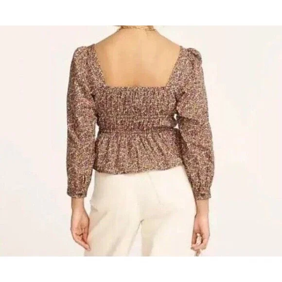 J. Crew Cinched-waist 100% Organic Cotton Top In Liberty Busy Izzy Fabric Size 8 - Picture 3 of 12